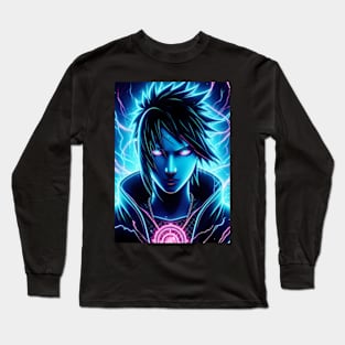 Sasuke uchiha neon Long Sleeve T-Shirt